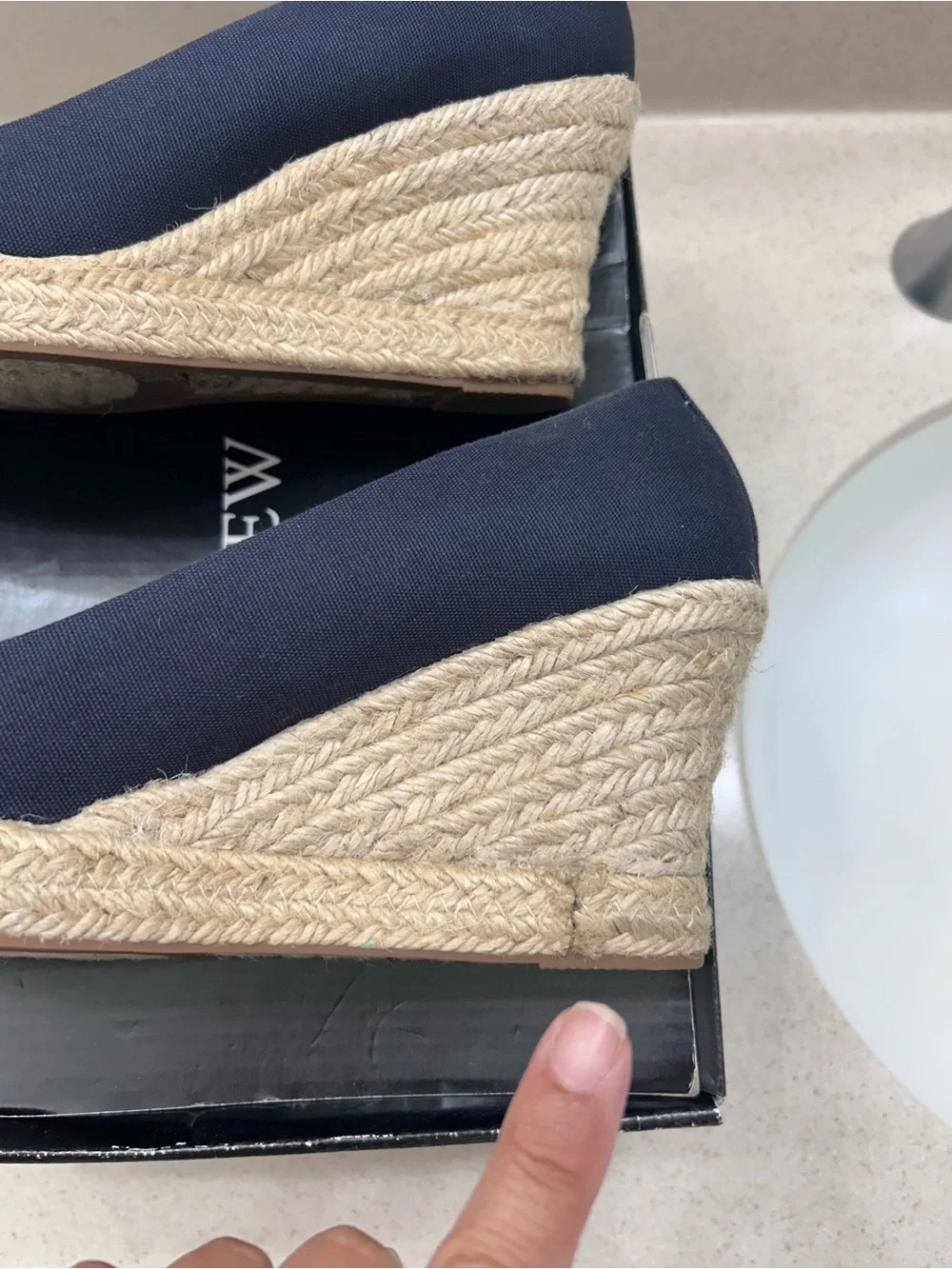 J. Crew Factory Navy Canvas Espadrille Wedge Pumps, Size 7